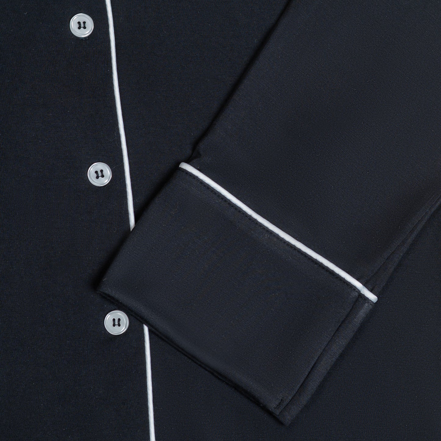 Black with White Piping Long Sleeve Set